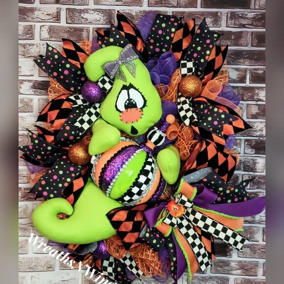 Halloween Wreath, Halloween Door Wreath, Halloween Front Door Wreath, Fall Decor - Picture 1 of 7